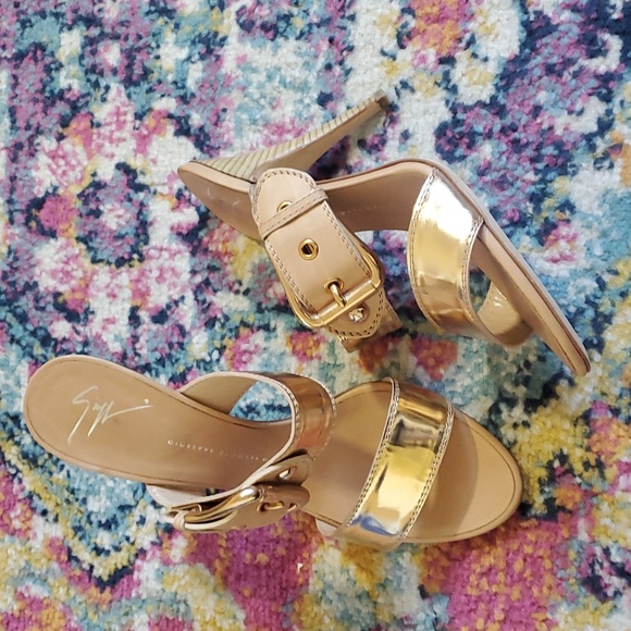 Giuseppe Zanotti Rose Gold Slip On Kitten Heel Mules - Picture 2 of 11